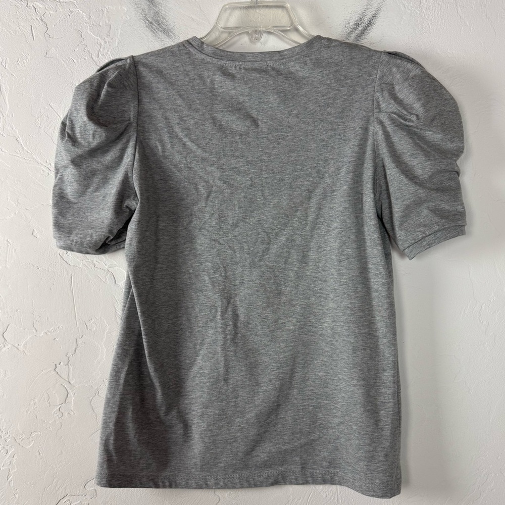 Pinko Italy Shirt‎ Knit Top Tee Zafira Jersey Heather Marled Light Grey Puff - Picture 2 of 9
